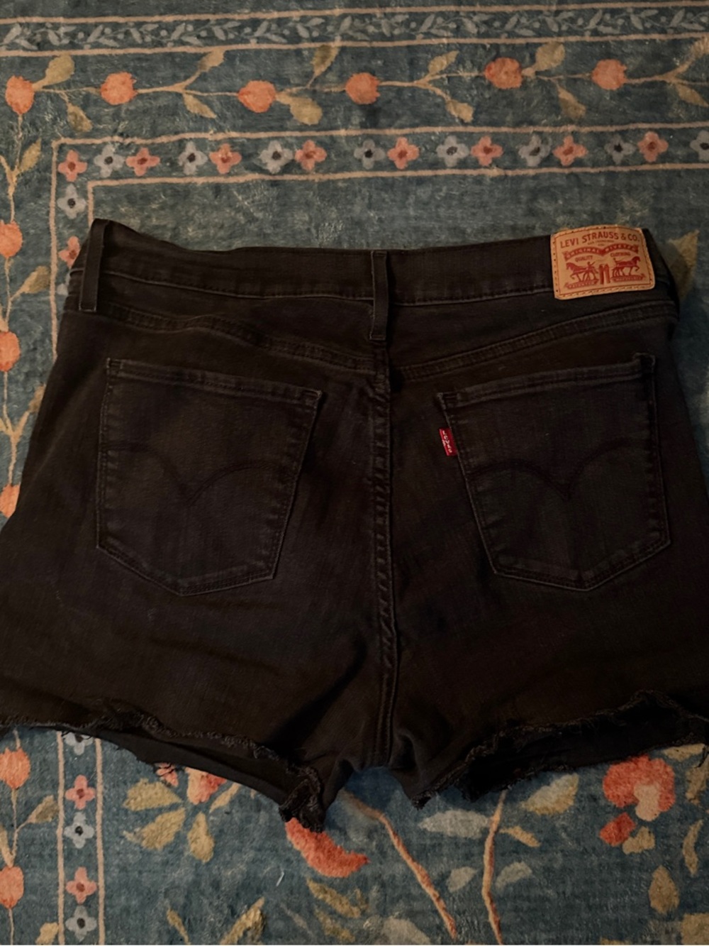 Levi's Black Frayed Hem Denim Cutoff Shorts